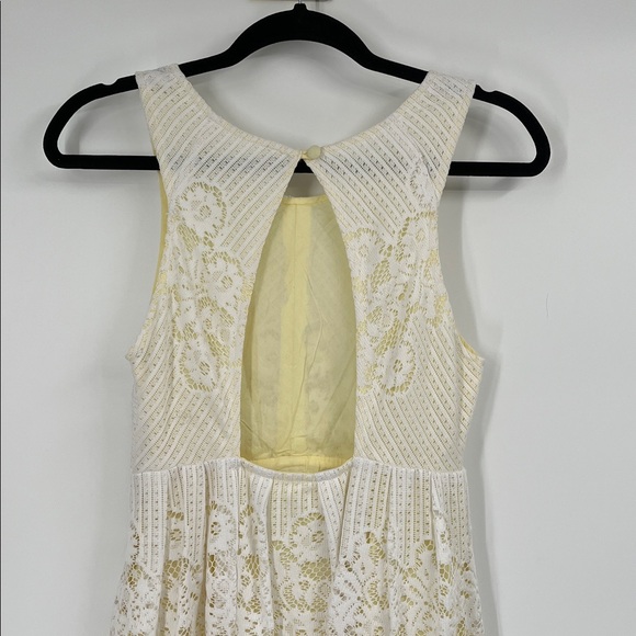 Free People Lace Rocco White and Yellow Mini Dress Size 4 - Picture 10 of 10